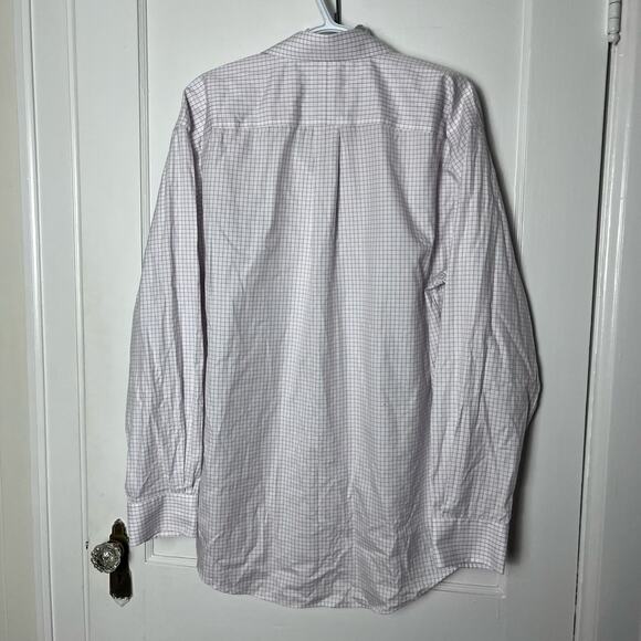 Jos. A. Bank Men's Red White Blue Check Plaid Traveler Traditional Fit Shirt 17 - Picture 6 of 6